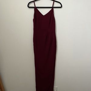 Wine Color Midi Dress with Leg Slit - worn once !